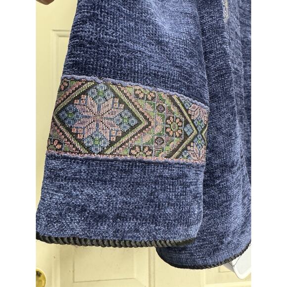 Indigo Moon Womens Jacket Patchwork Blue Green Gold Floral Tapestry Eclectic - Picture 7 of 9
